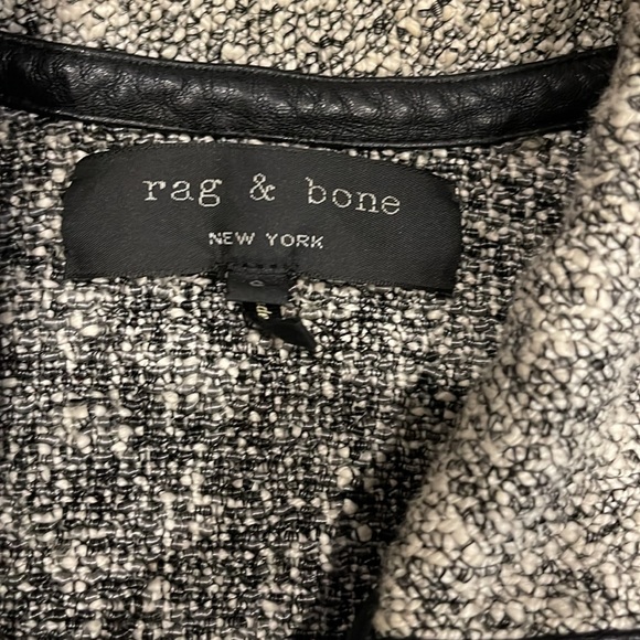 Rag & Bone Boucle Leather Trim Moto Sweater Jacket - Picture 2 of 6